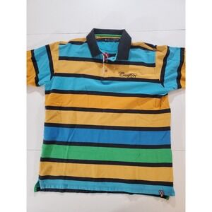 VTG COOGI Polo Shirt Mens 3XL Multi Color Stripe Embroidered Logo 90s Fits XL
